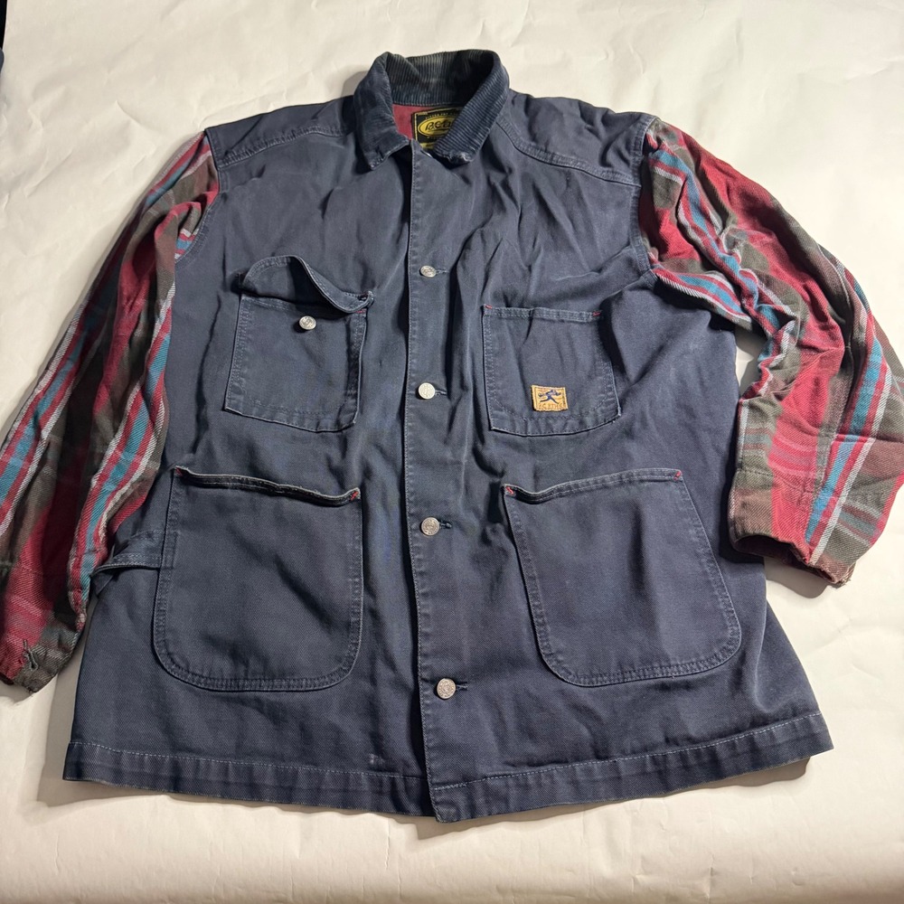 BC Ethic Mens Workwear Chore Barn Coat Plaid‎ Corduroy Blue Utility Jacket USA